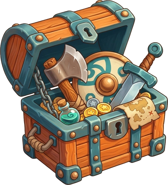 A chest full of weapons